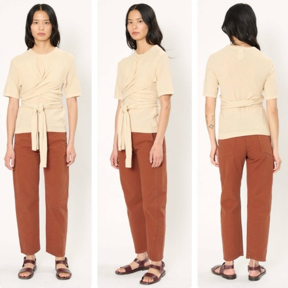 NWT Lemaire Knotted T-Shirt Adjustable Wrap Straps Neutral Luxury - Large
